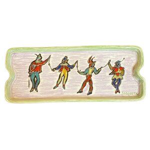 Vintage Meches Painted Ceramic Tray With Jester Design
